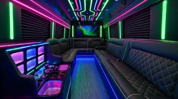 newport beach party bus rental interior